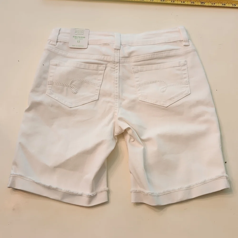 Justice girlfriend high waisted white shorts 12 with distressing new with tags